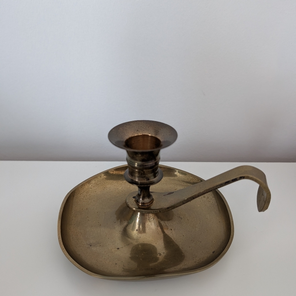 Vintage Brass Chamberstick Candle Holder